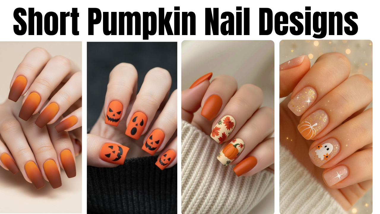 Short Pumpkin Nail Designs